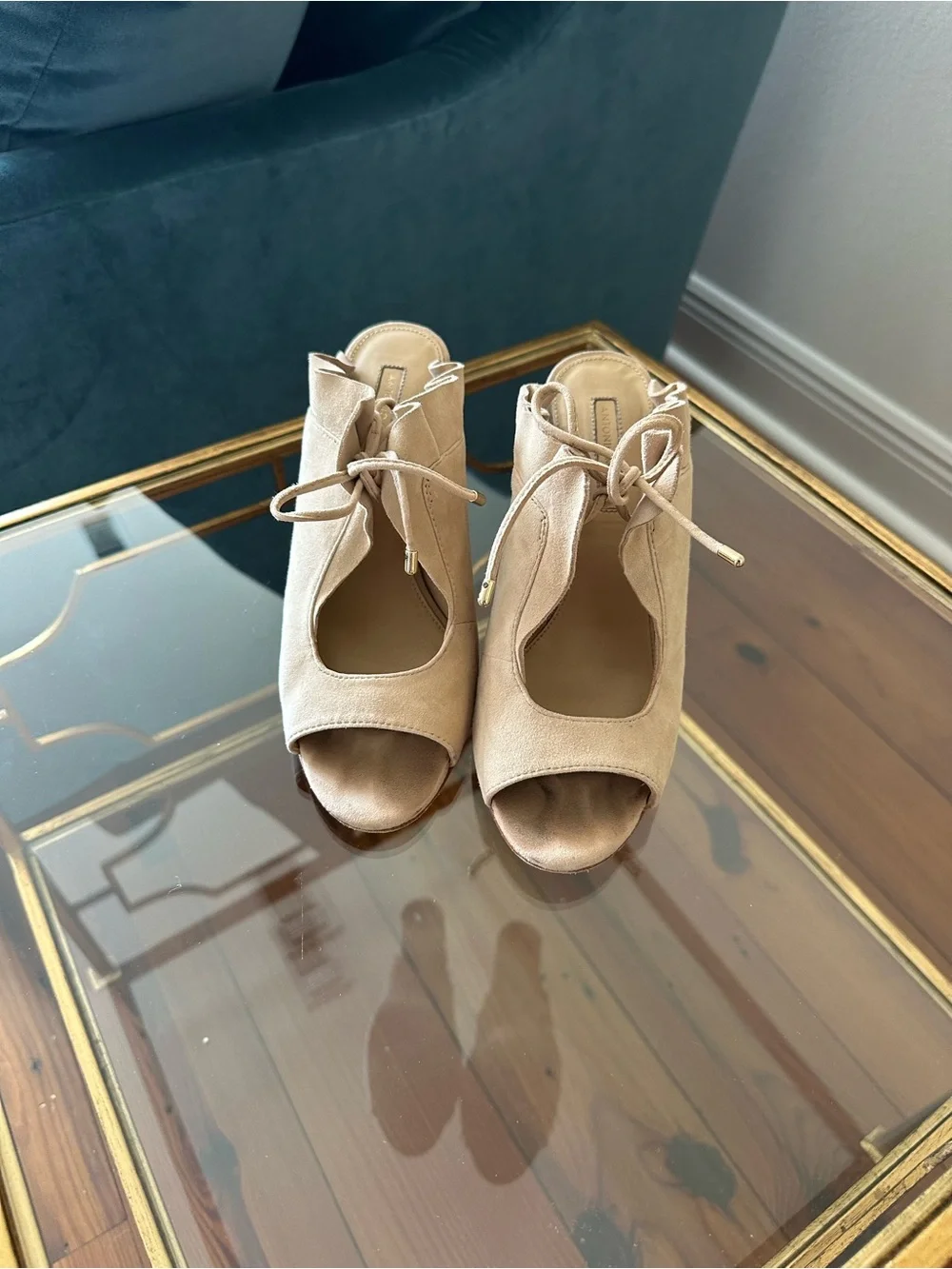 Antonio Milani Women’s Suede Lace-Up Heels in Beige